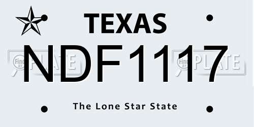 NDF1117 Texas License Plate