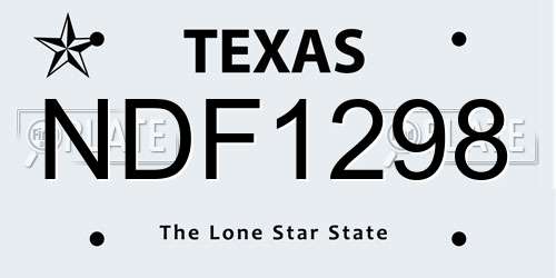 NDF1298 Texas License Plate