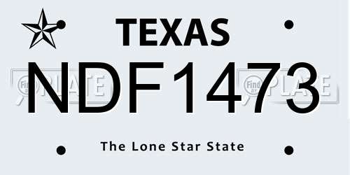 NDF1473 Texas License Plate