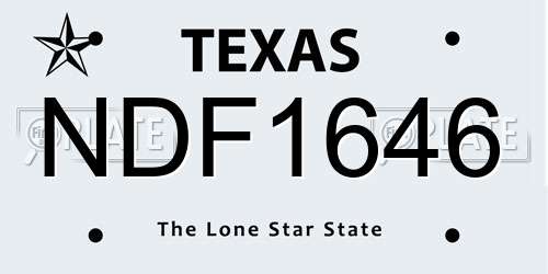 NDF1646 Texas License Plate