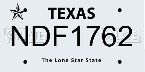 NDF1762 Texas License Plate