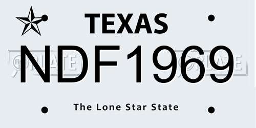 NDF1969 Texas License Plate