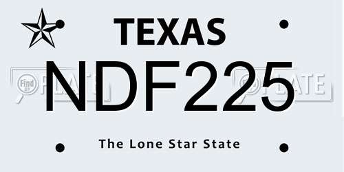 NDF225 Texas License Plate