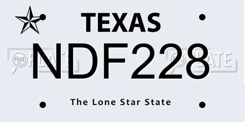 NDF228 Texas License Plate