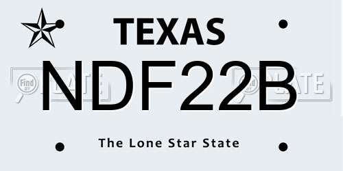 NDF22B Texas License Plate