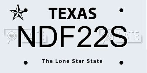 NDF22S Texas License Plate