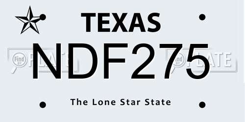 NDF275 Texas License Plate