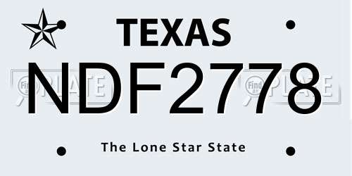 NDF2778 Texas License Plate