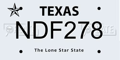 NDF278 Texas License Plate