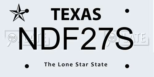 NDF27S Texas License Plate