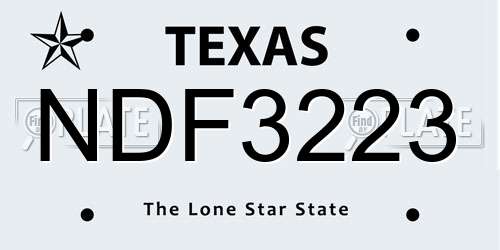NDF3223 Texas License Plate
