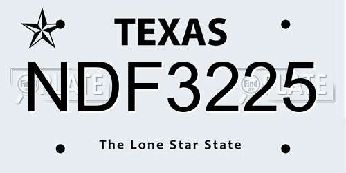 NDF3225 Texas License Plate