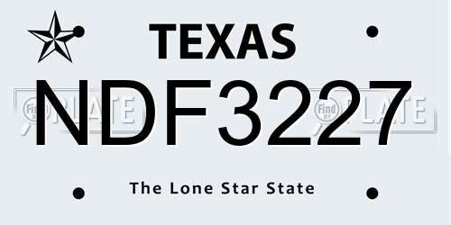 NDF3227 Texas License Plate