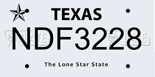 NDF3228 Texas License Plate