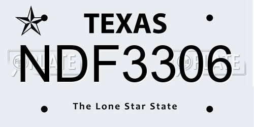 NDF3306 Texas License Plate