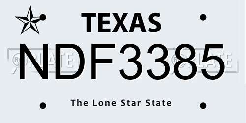 NDF3385 Texas License Plate