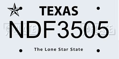 NDF3505 Texas License Plate
