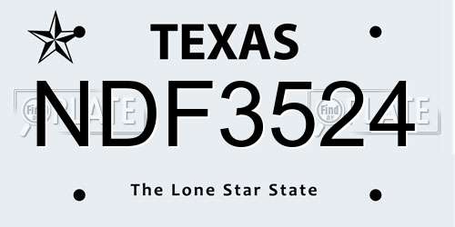 NDF3524 Texas License Plate