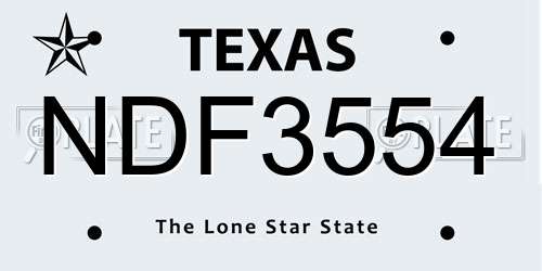 NDF3554 Texas License Plate