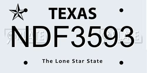 NDF3593 Texas License Plate