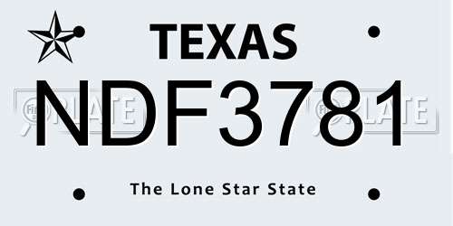 NDF3781 Texas License Plate