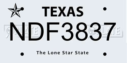 NDF3837 Texas License Plate