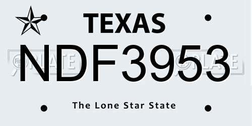 NDF3953 Texas License Plate