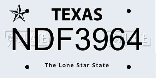 NDF3964 Texas License Plate