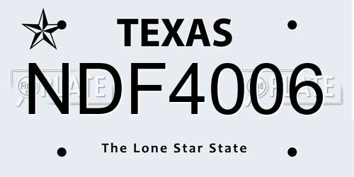 NDF4006 Texas License Plate