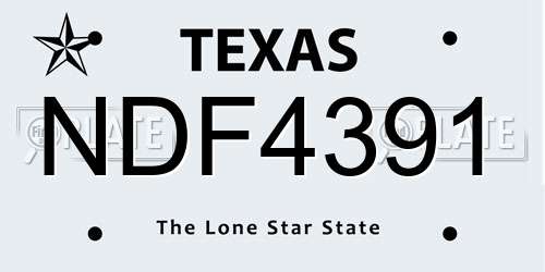 NDF4391 Texas License Plate