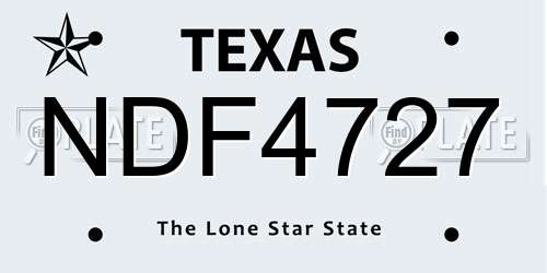 NDF4727 Texas License Plate