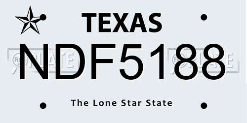 NDF5188 Texas License Plate