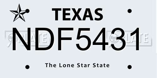 NDF5431 Texas License Plate