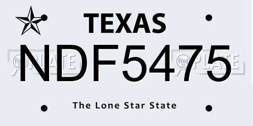 NDF5475 Texas License Plate