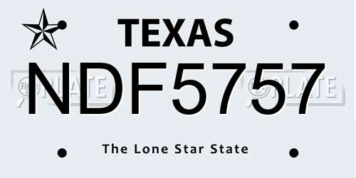 NDF5757 Texas License Plate