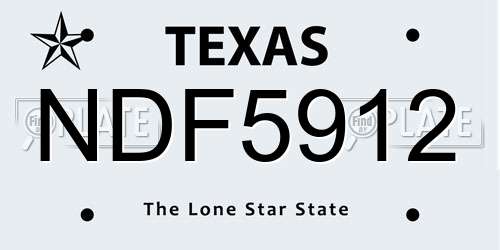 NDF5912 Texas License Plate