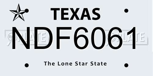 NDF6061 Texas License Plate