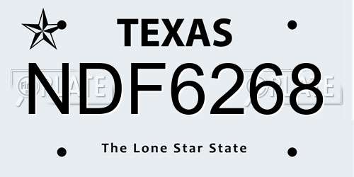 NDF6268 Texas License Plate