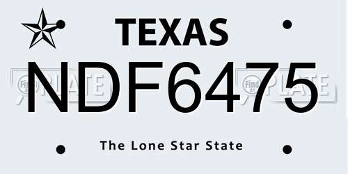 NDF6475 Texas License Plate