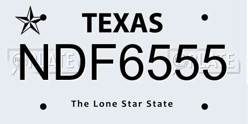 NDF6555 Texas License Plate