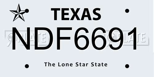 NDF6691 Texas License Plate
