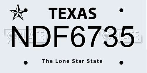 NDF6735 Texas License Plate