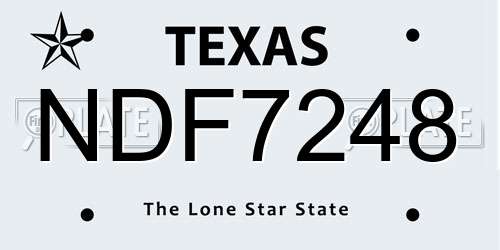 NDF7248 Texas License Plate