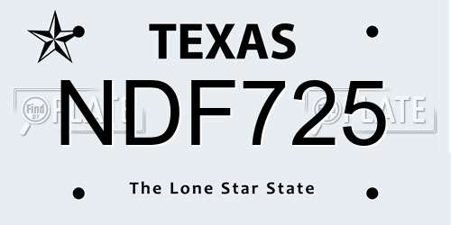 NDF725 Texas License Plate