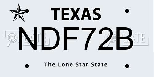 NDF72B Texas License Plate