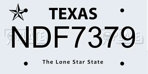 NDF7379 Texas License Plate