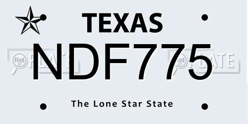 NDF775 Texas License Plate