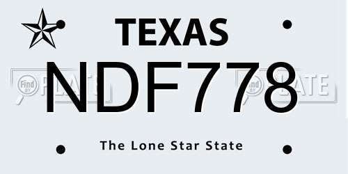 NDF778 Texas License Plate
