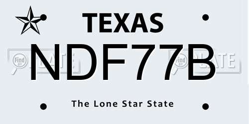 NDF77B Texas License Plate