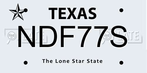 NDF77S Texas License Plate